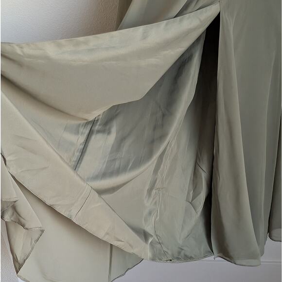 Jenny Yoo Elsie Off Shoulder Flutter Sleeve Green Chiffon Dress, sz 2 - Picture 5 of 13